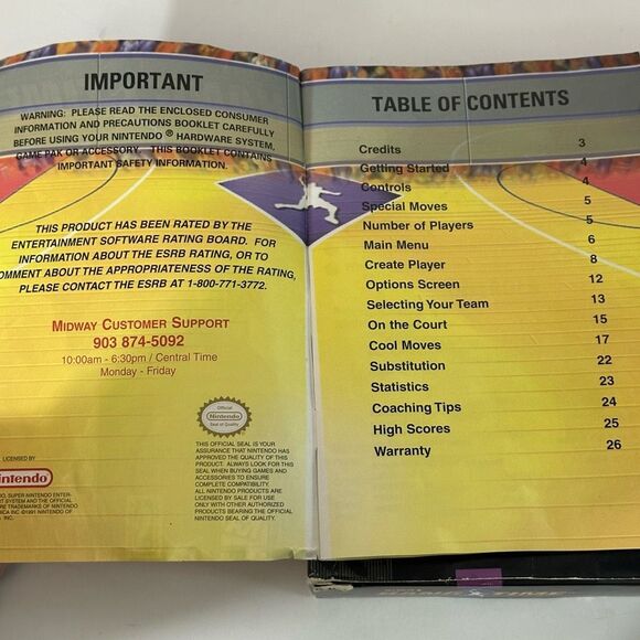 Vintage NBA Hang Time Super Nintendo Game and Instruction Booklet - Picture 4 of 12